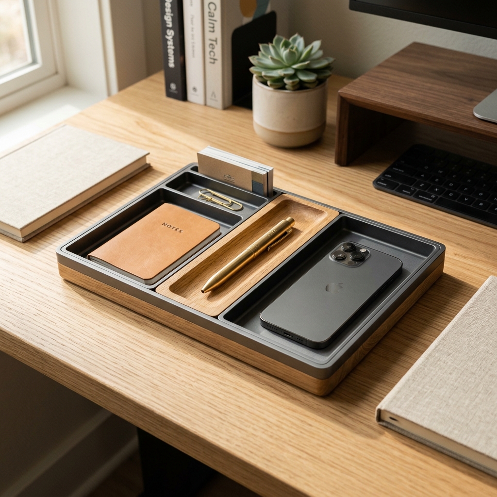 AURA Walnut Desk Organizer